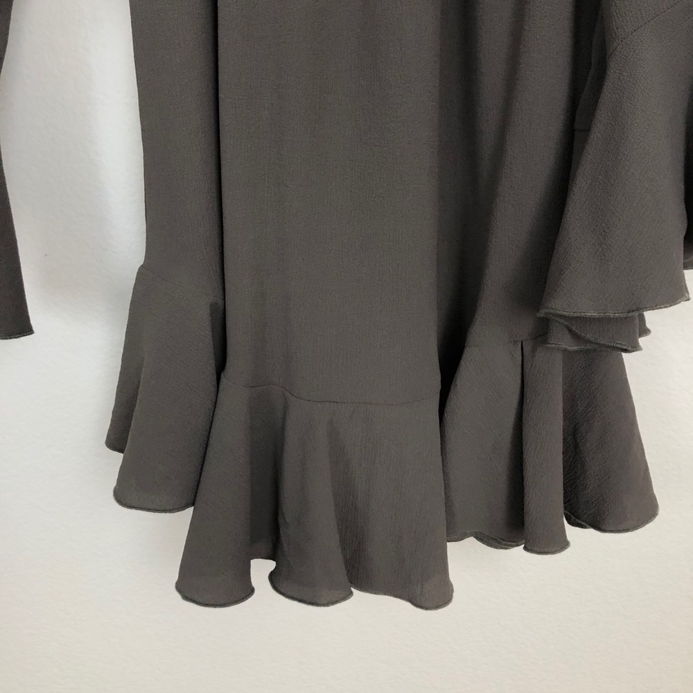 Nookie Mykonos Off the Shoulder Frill Mini Dress Khaki Olive Green Size XS - Picture 5 of 10